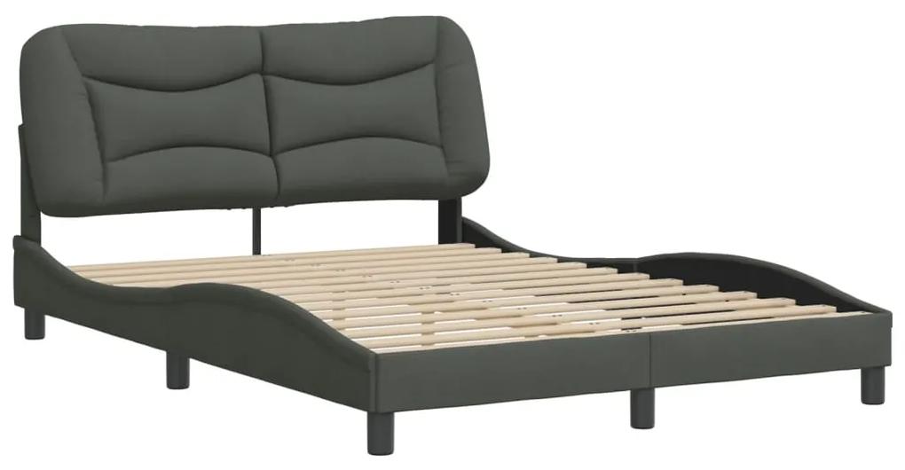 3207766 vidaXL Cadru de pat cu tăblie, gri închis, 140x190 cm, textil