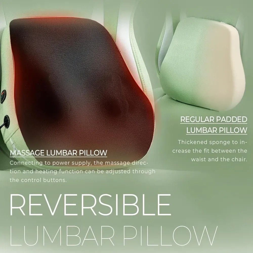 RESIGILAT- ErgoRelax Pro JD– Scaun Gaming Ergonomic, Masaj Lombar si Incalzire, Spătar Rabatabil 155°, Suport picioare, Material textil, Verde/Alb