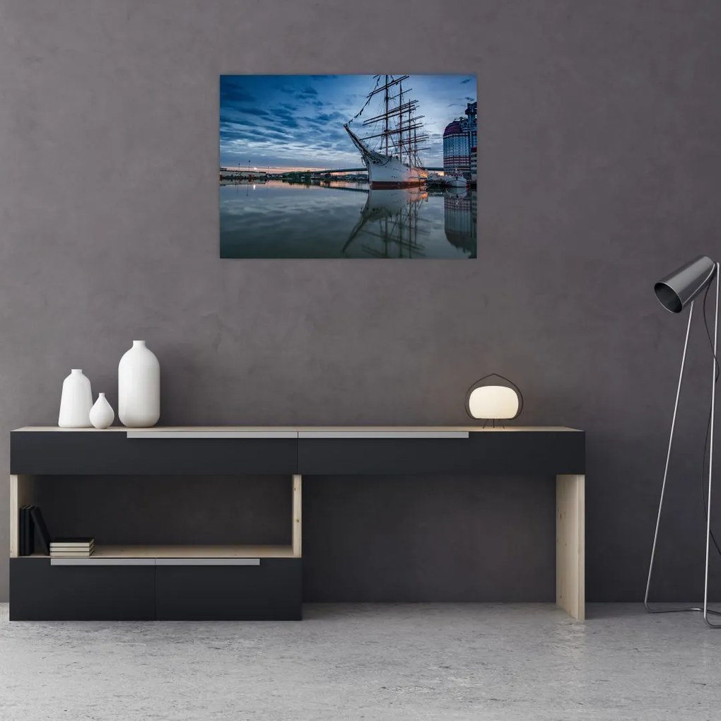 Tablou cu barcă cu pânze (70x50 cm)