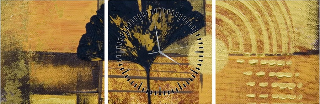 Tablou - Frunza ginkgo (cu ceas) (90x30 cm)