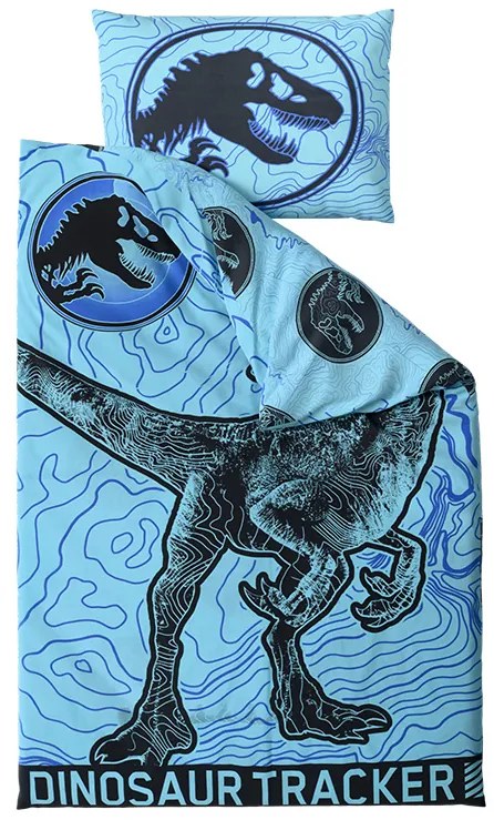 Lenjerie de pat din bumbac fosforescenta JURASSIC WORLD albastru Dimensiune lenjerie de pat: 70 x 90 cm | 140 x 200 cm