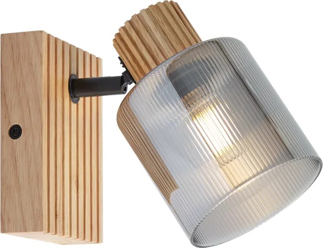 Spot inteligent din lemn cu sticlă fumurie, rotativ și înclinabil, inclusiv Wifi G45 - Gracy