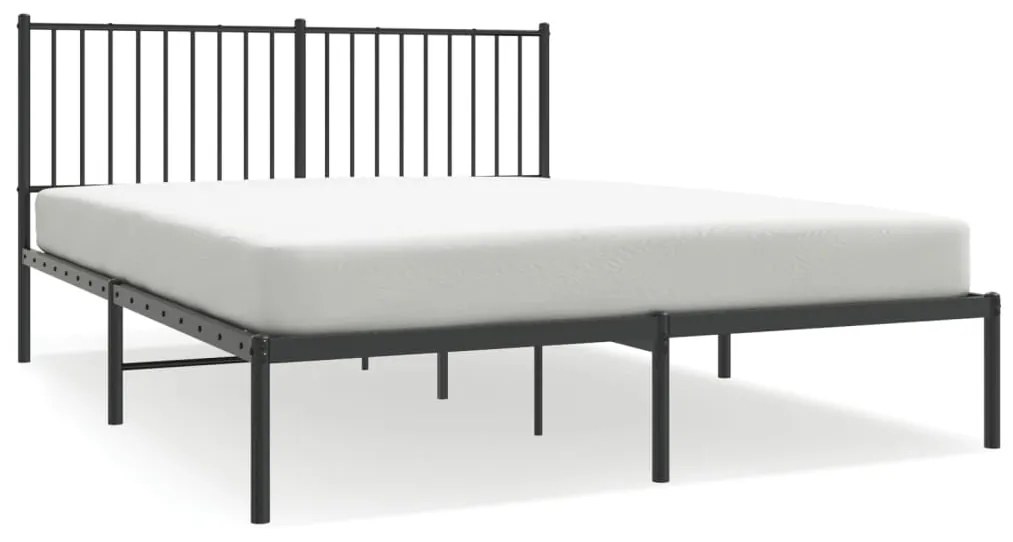 350867 vidaXL Cadru de pat metalic cu tăblie, negru, 160x200 cm