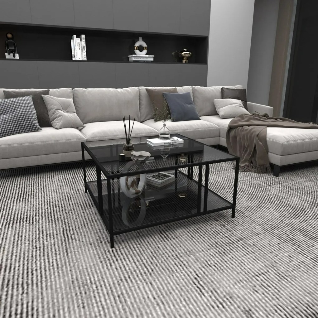 Măsuță de cafea Uranus Black cu sticlăfumurie