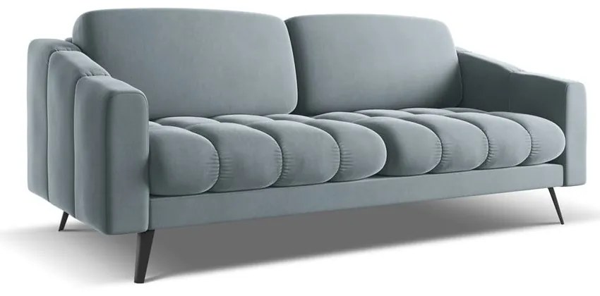 Canapea albastru-deschis cu tapițerie din catifea 202 cm Nalu – Makamii