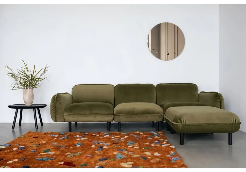 Canapea cu tapițerie din catifea EMKO Bean, albastru închis