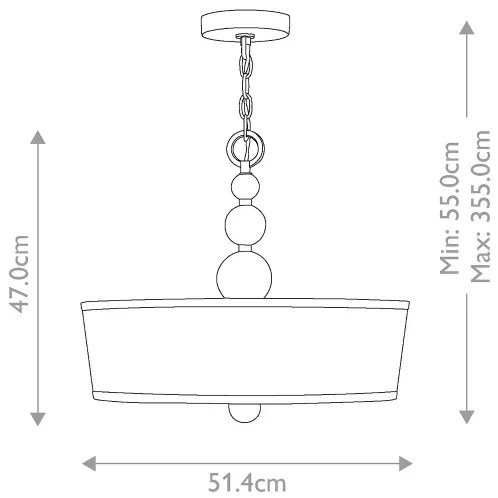 Hinkley HK-ZELDA-P-B-PN - Candelabru cu lanț ZELDA, 3xE27/60W/230V, crom lucios
