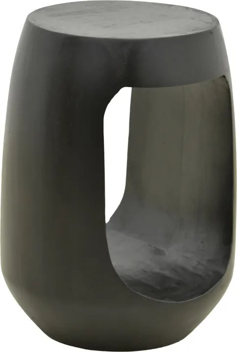 Masuta Laterala Rotunda Liora Lemn Masiv De Mango Negru D33x45 Cm