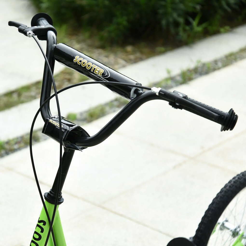 HOMCOM Trotineta copii Scooter Tretroller Cityroller Kickscooter cu înălțime reglabilă Kickboard cu anvelope gonflabile și frână de mână Trotineta copii Pliabilă de la 5 ani 16 inch Verde 139 x 58 x 90-96 cm | Aosom Romania