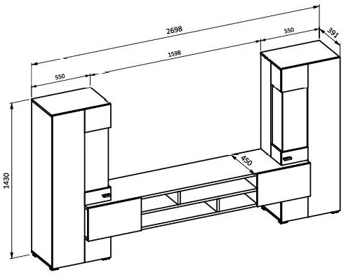 Mobilier living Cobie Typ 10 (monastery Stejar + Negru). 1108338