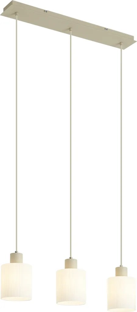 Lampă suspendată scandinavă bej cu sticlă albă 3 lumini - Wisp