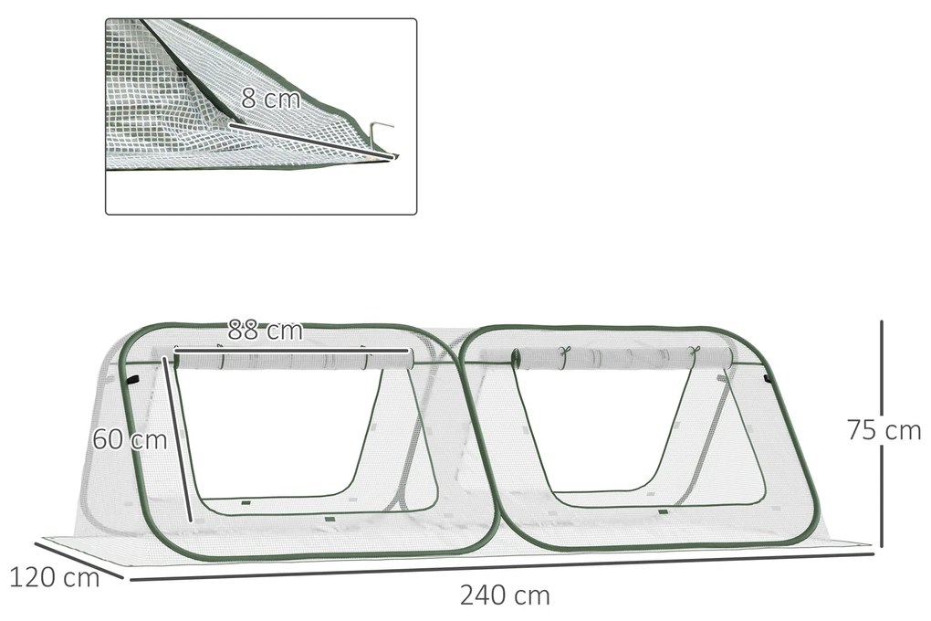 Outsunny Seră Pliabilă pentru Protecția Plantelor | Grădinărit cu 4 Uși cu Fermoar și Geantă de Transport | Aosom Romania