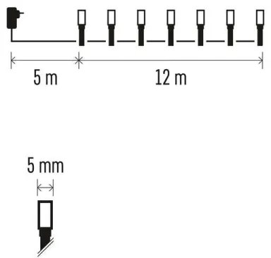 Ghirlandă LED pentru exterior, 120 LED, 8 moduri, 17 m, IP44, alb cald