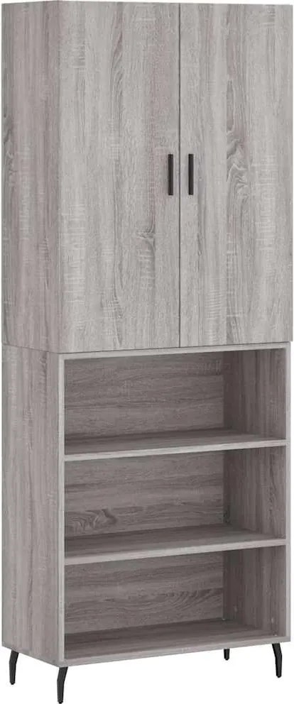 vidaXL Dulap înalt, gri sonoma, 69,5x34x180 cm, lemn compozit