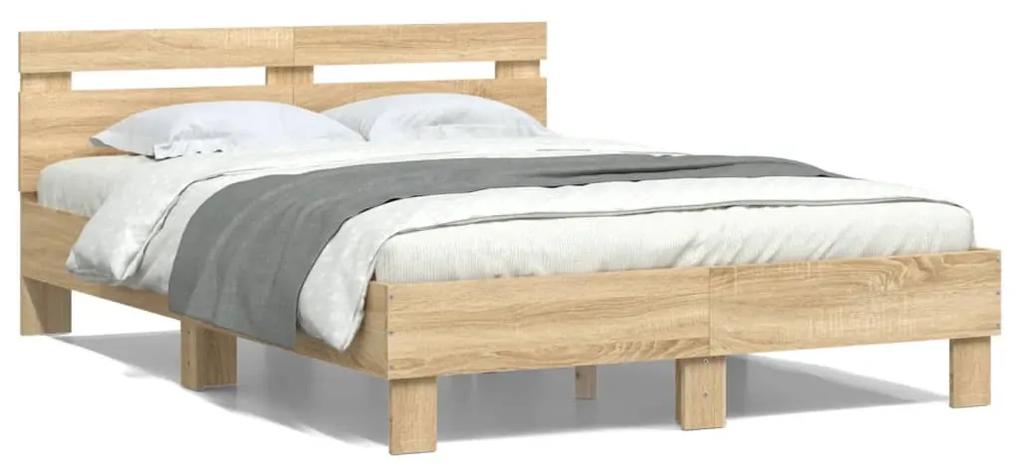 3207450 vidaXL Cadru de pat cu tăblie stejar sonoma 120x190 cm lemn prelucrat