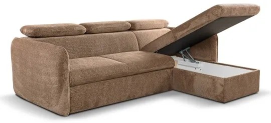 Canapea colțar extensibilă în L BEJA, bej, cu spațiu de depozitare, dreapta