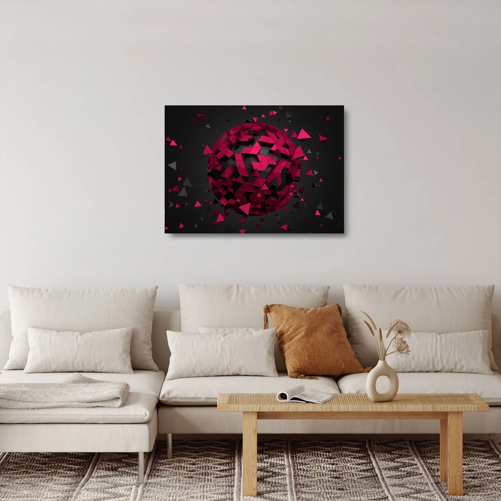 Tablou pe sticlă cu abstracție 3D (70x50 cm)