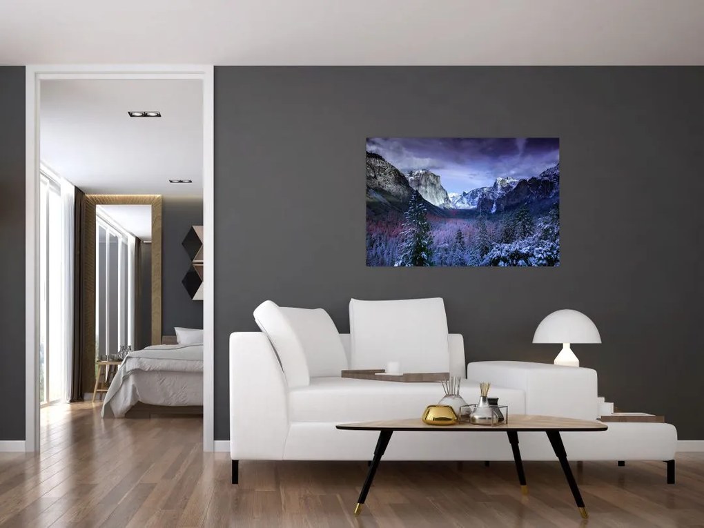 Tablou cu peisaj montan iarna (90x60 cm)