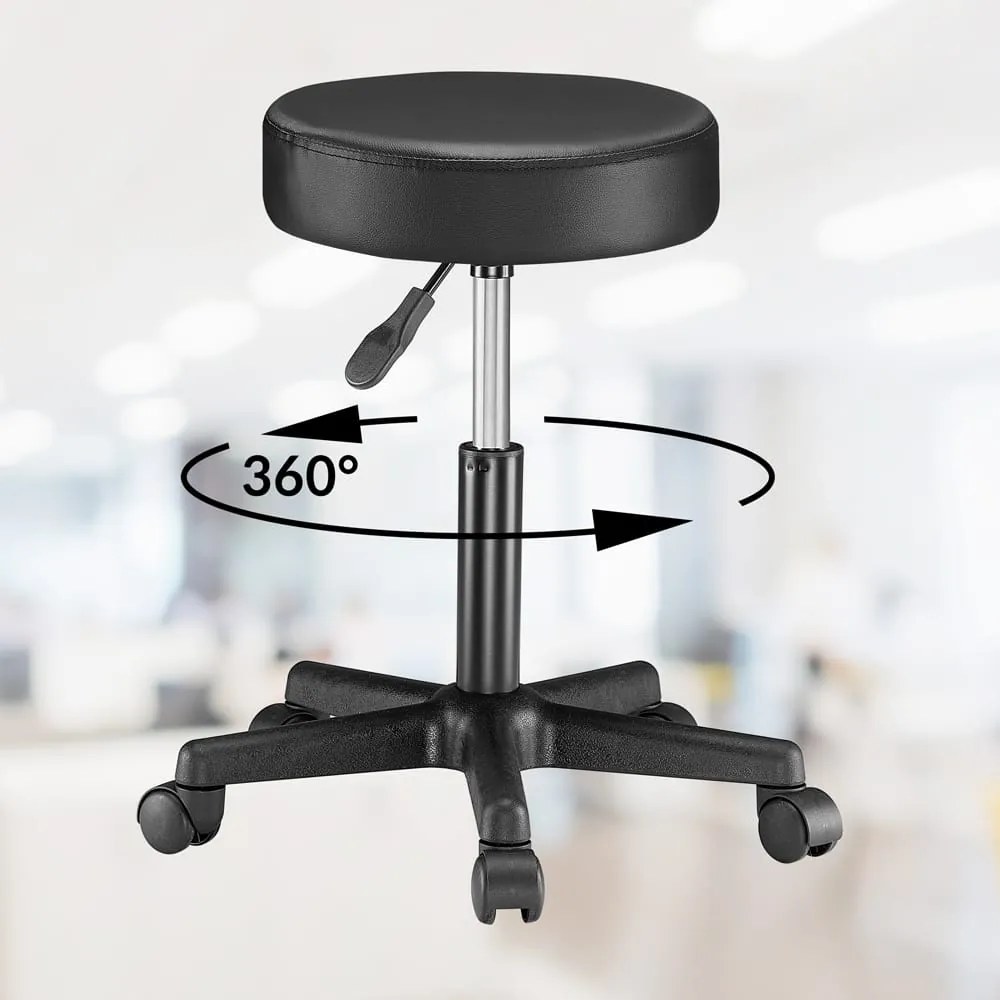 Taburet pe roți BONY, Ø35cm, negru Casaria