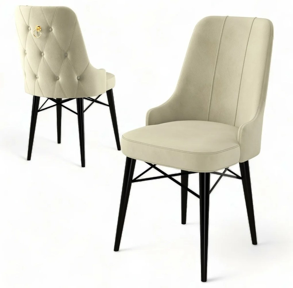 Set de scaune de sufragerie Pare Cream and Black,4 buc.