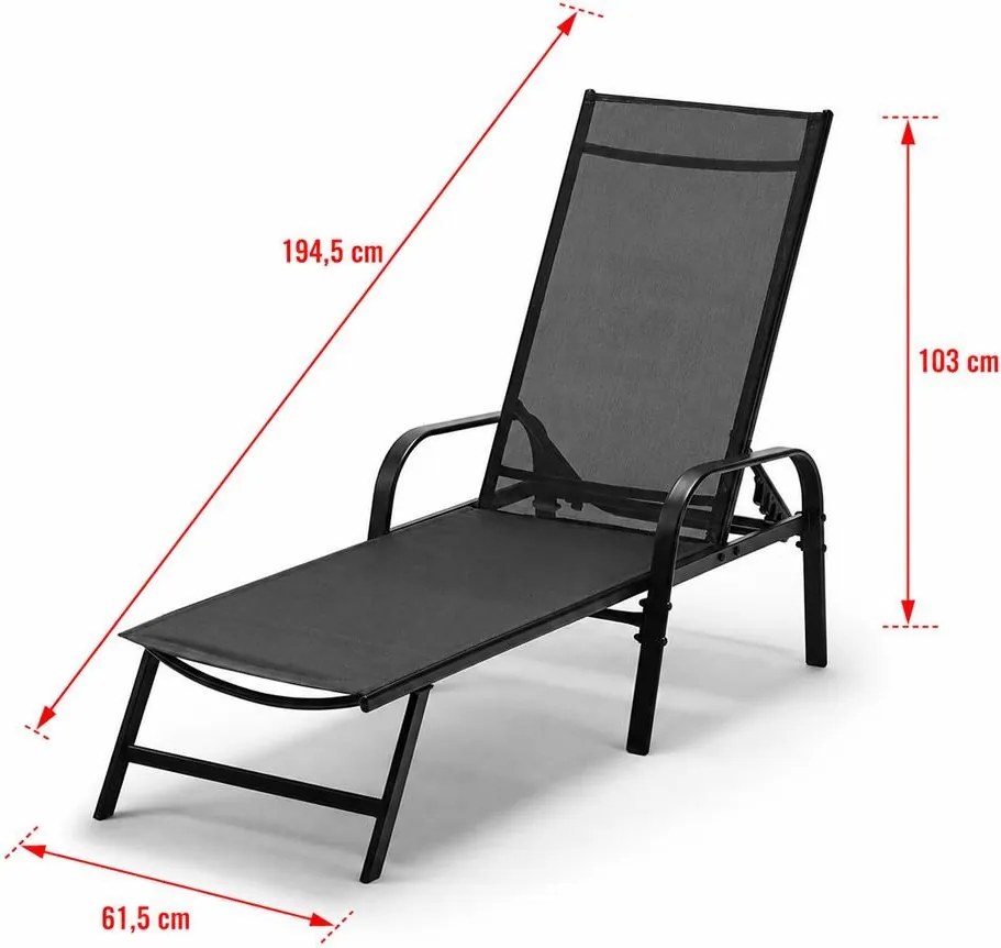 Șezlong relaxant reglabil Avenberg MARGARITA negru