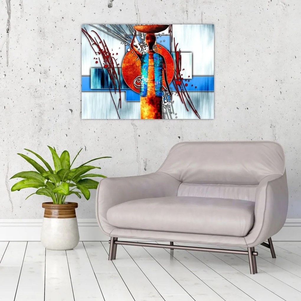 Tablou pe sticlă picturii persoanei străveche (70x50 cm)