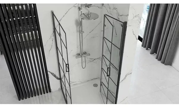 Cabina de dus dreptunghiulara cu usi pliabile Rea Molier 80x90 negru