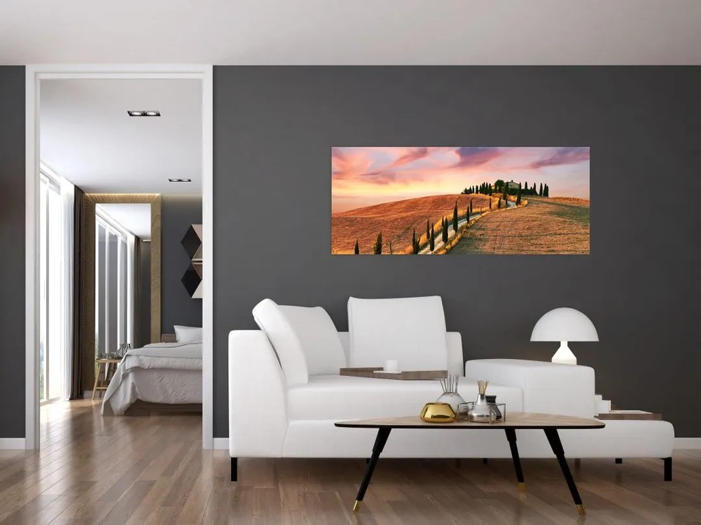 Tablou - Casa pe deal Toscana, Italia (120x50 cm)