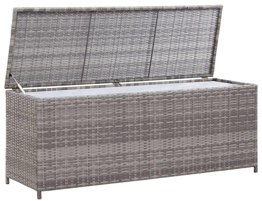 46462 vidaXL Ladă de depozitare de grădină, gri, 150x50x60 cm, poliratan