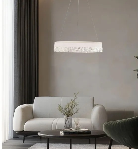 Lustră LED suspendată pe cablu FROZI LED/32W/230V Ø 50 cm, alb