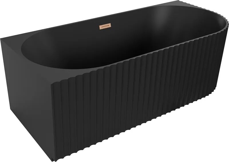 Mexen Gia cadă independentă de colț, canelată, stânga, 150 x 75 cm, negru mat, preaplin cupru periat - 52701507571L-65