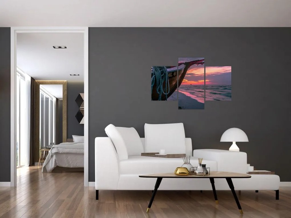 Tablou -Barcă la mal (90x60 cm)