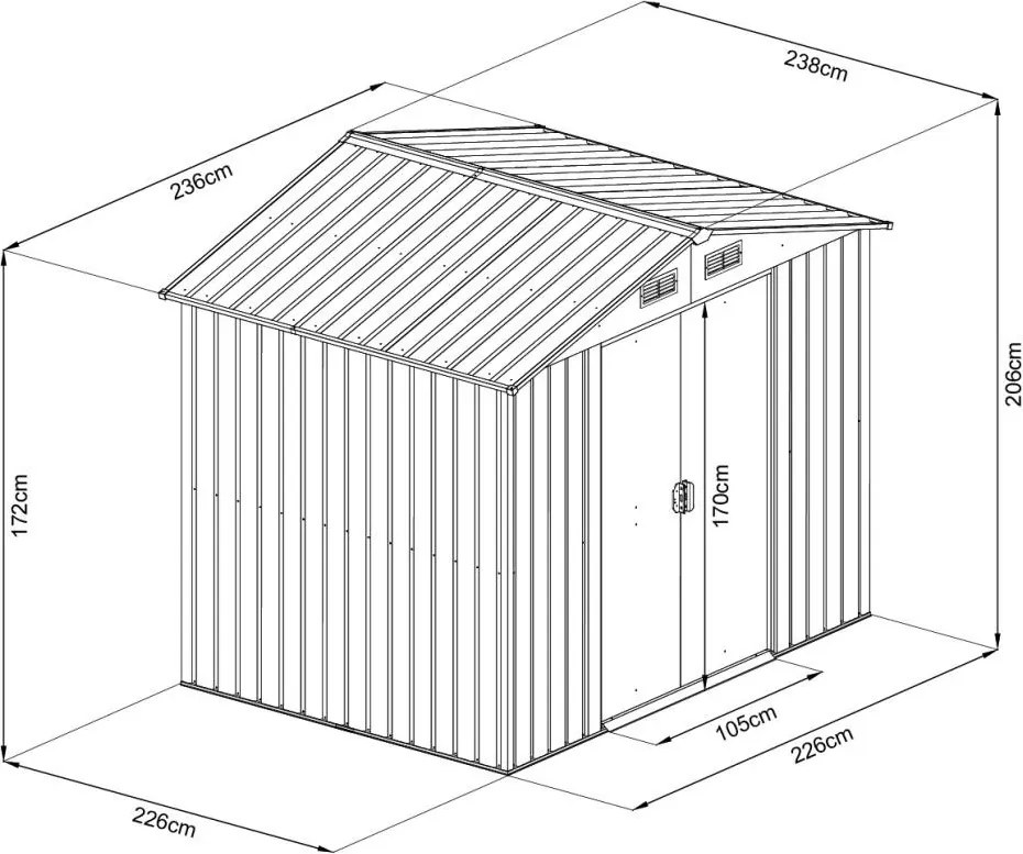 Căsuță de grădină pentru unelte Avenberg 2.4 x 2.4 m MARO SD-X0808-H170