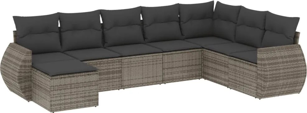 vidaXL Set canapele de grădină cu perne, 8 piese, gri, poliratan