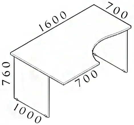 Masa ergonomica Visio 160 x 100 cm, stanga, paltin