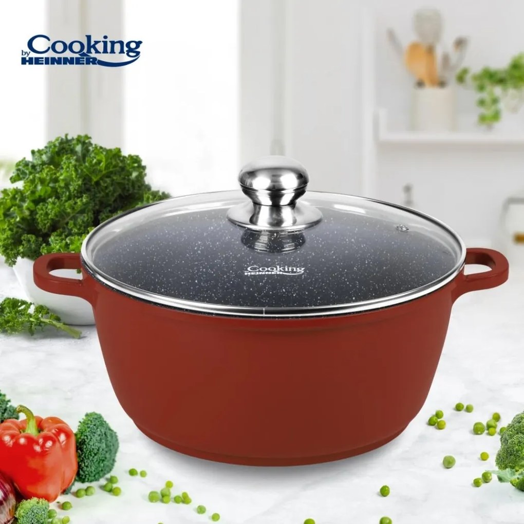 Cratiță din aluminiu cu capac 20x9 cm, 2.5L – Cooking by Heinner, Colecția Calabria HR-JLG-C20CR, antiaderentă și compactă