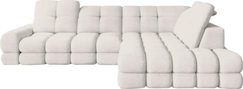 Set canapea extensibilă cu funcţie de extensie electrică, crem, pe dreapta, TOLLO L ROH