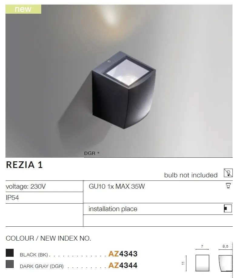 Aplica de perete exterior moderna IP54 REZIA 1 DGR
