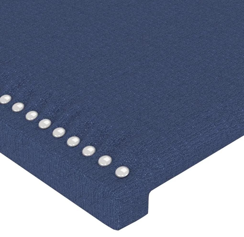 Tablie de pat cu aripioare, albastru, 163x16x118 128 cm, textil 1, Albastru, 163 x 16 x 118 128 cm