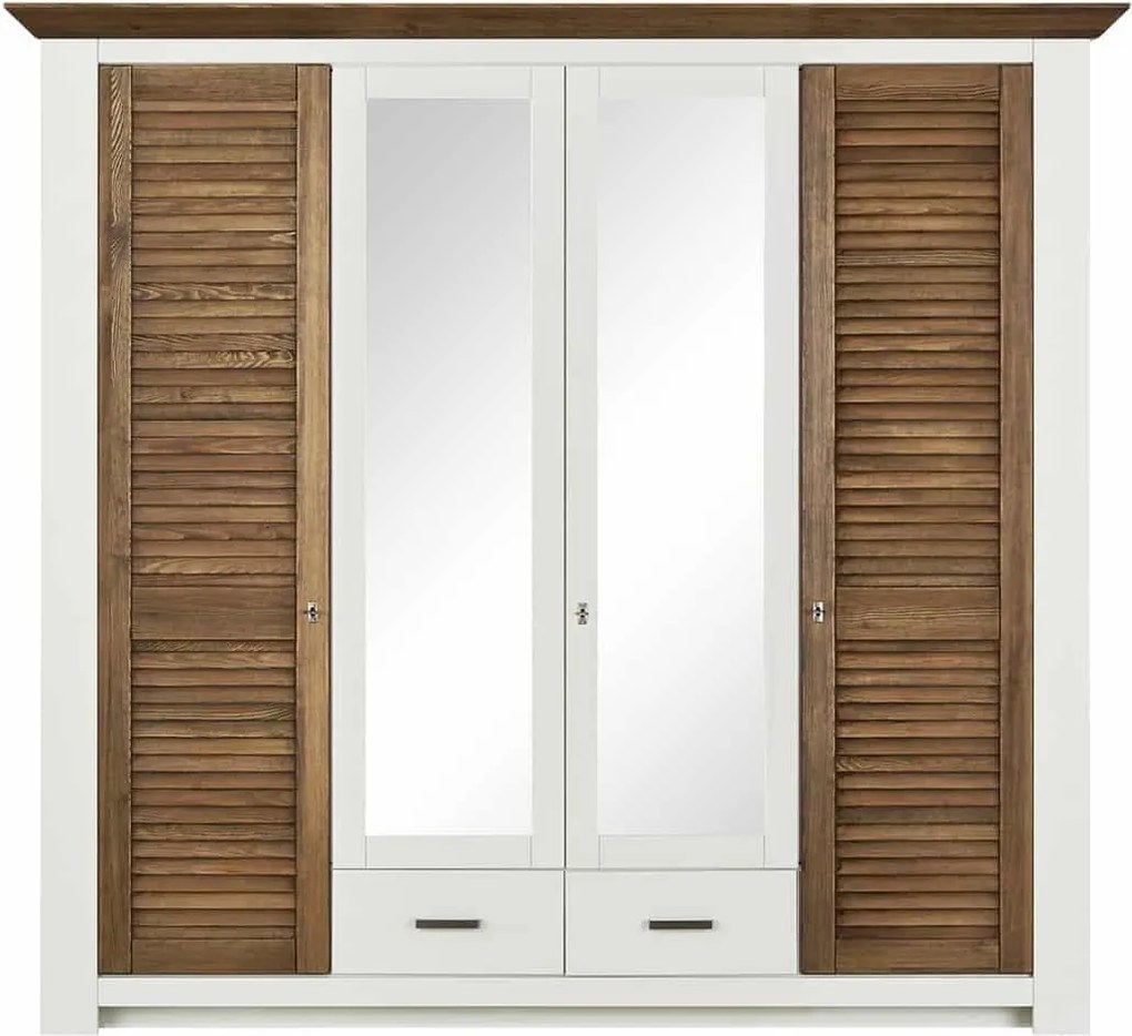 Dulap lemn masiv alb Lucia Maro, 185 × 57 × 200 cm