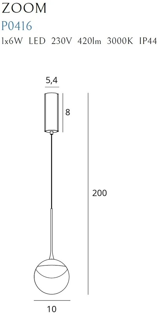 Lustra LED, Pendul design minimalist, protectie IP44 ZOOM P0416 MX