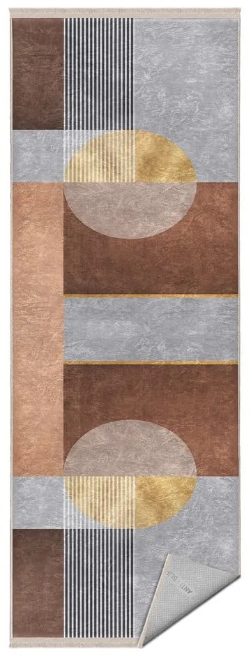 Covor gri/maro de tip traversă 80x200 cm – Mila Home