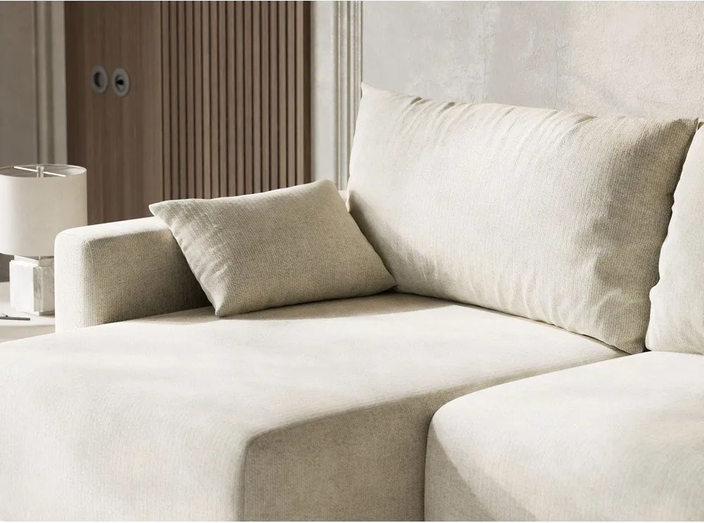 Colțar crem extensibil/cu spațiu de depozitare cu tapițerie din chenille (cu colț pe partea stângă/cu șezlong) Leon – Maison de Rêve