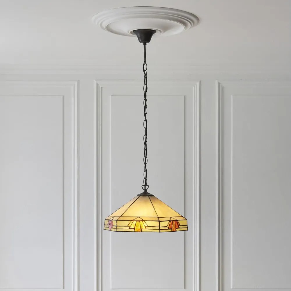 Endon 111989 - Lustră cu lanț Tiffany NEVADA 3xE27/10W/230V Ø 40 cm