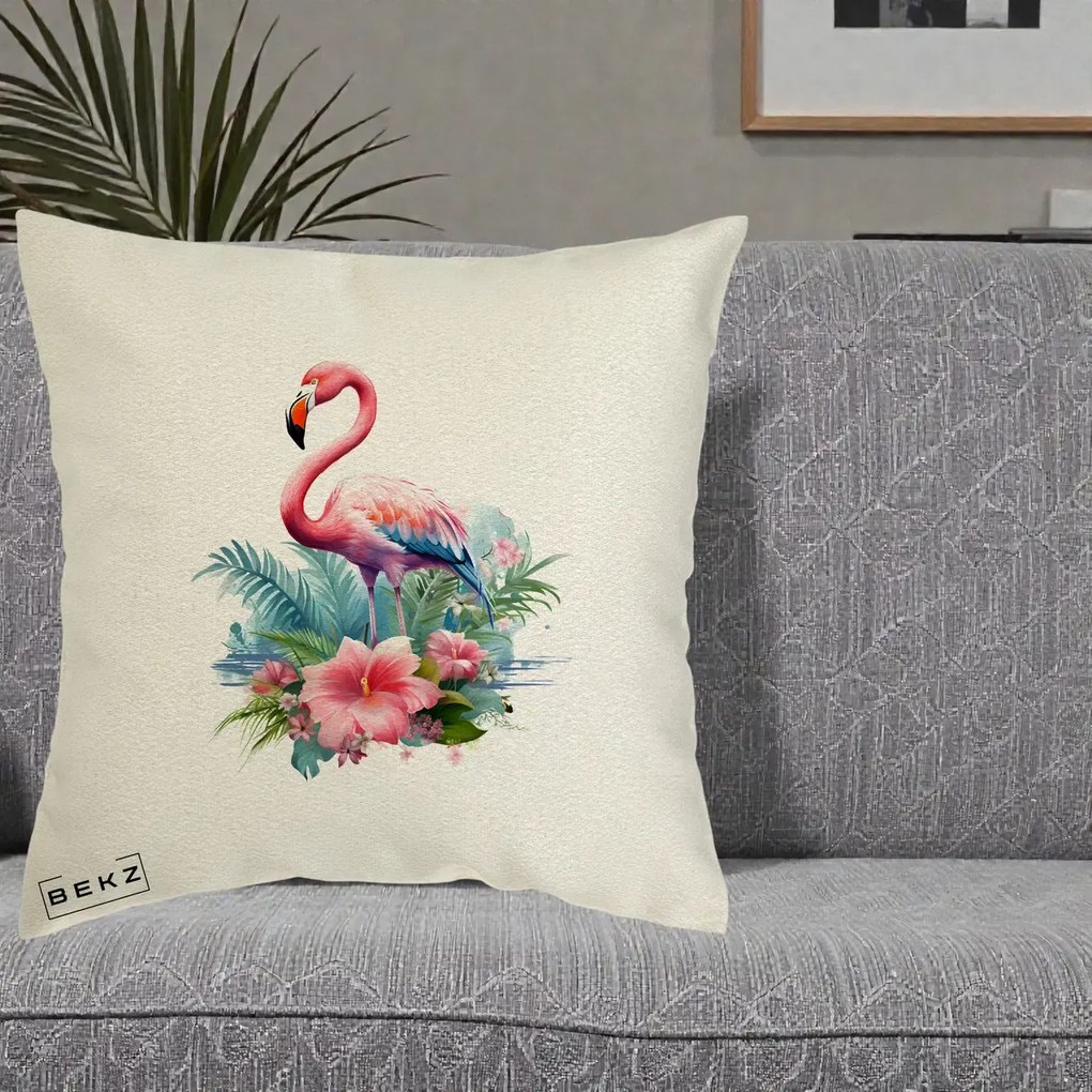 Perna Decorativa Raton in Halat Roz, 40x40 cm, Ecru, Husa Detasabila, Perna Inclusa, BEKZ®