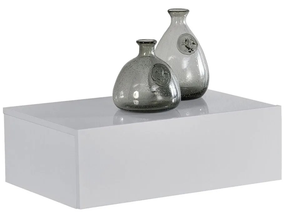 Noptiera montabila pe perete un sertar 46 x 30 x 15 cm PAL alb lucios