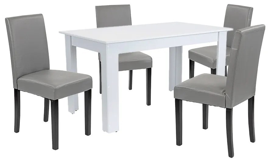 Set de masă Leon 4+1 alb-gri