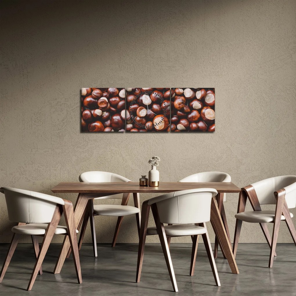 Tablou - Castane coapte (cu ceas) (90x30 cm)
