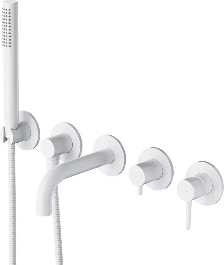 Baterie cada-dus incastrata Omnires Y finisaj alb mat 5 elemente cu corp ingropat pipa 17 cm