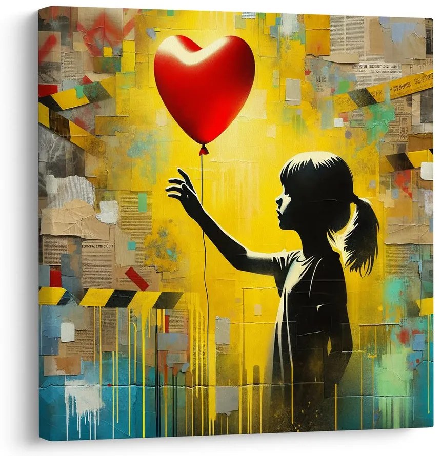 Tablou siluetă de fată cu balon